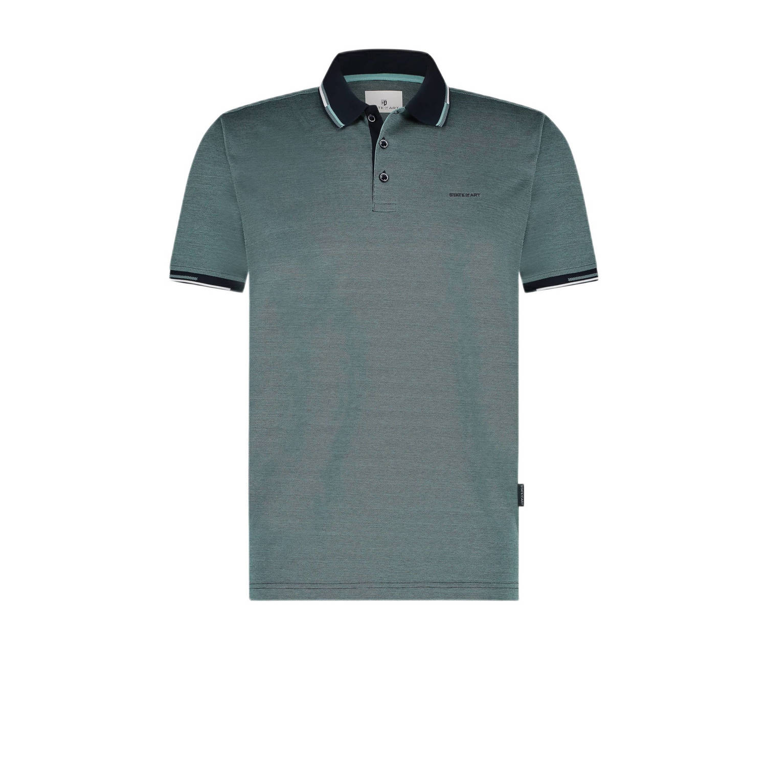 State of Art regular fit polo met logo donkerblauw azuurblauw