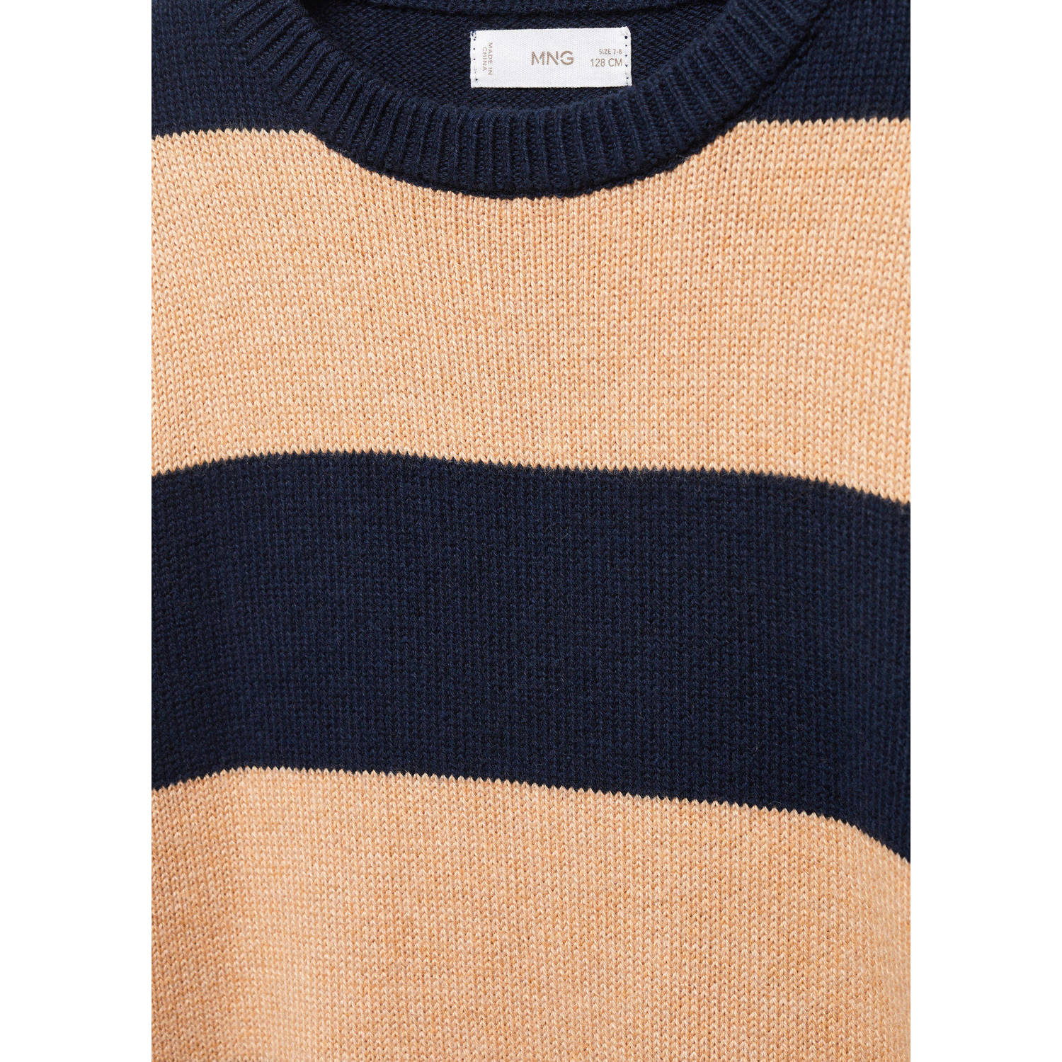 Mango Kids gestreepte sweater donkerblauw zand