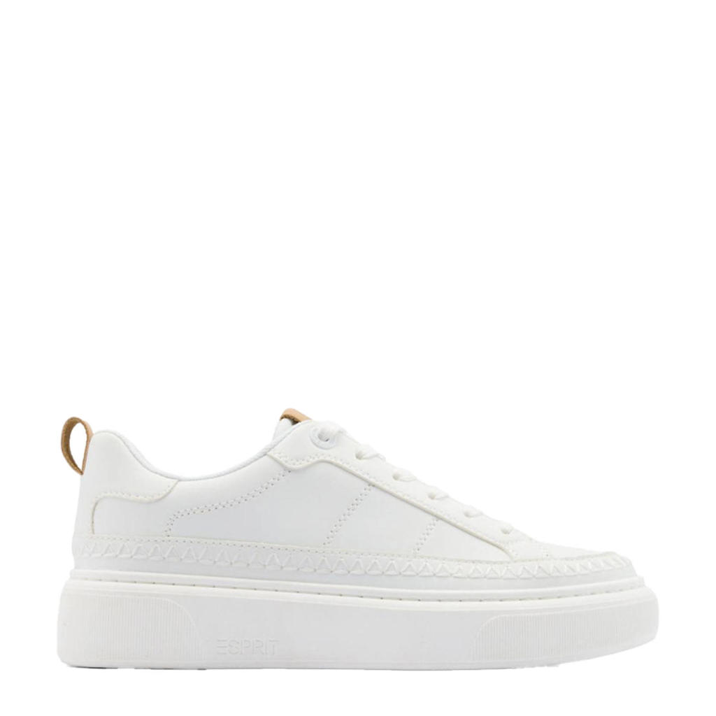 Witte dames ESPRIT sneakers van mesh/rubber/imitatie leer met veters