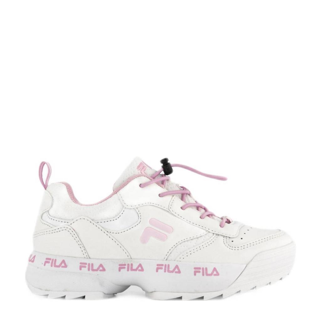 Wit en roze meisjes Fila chunky sneakers van imitatieleer met veters
