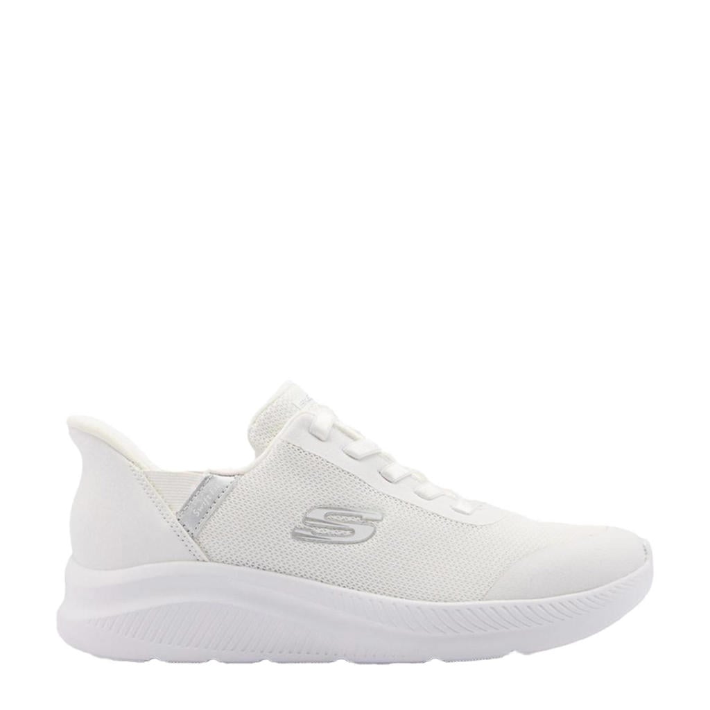 Witte dames Skechers Swift-fit contourist chunky sneakers van textiel met elastische veters en logo