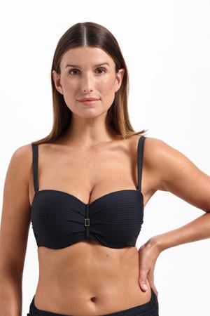 voorgevormde strapless bandeau bikinitop zwart