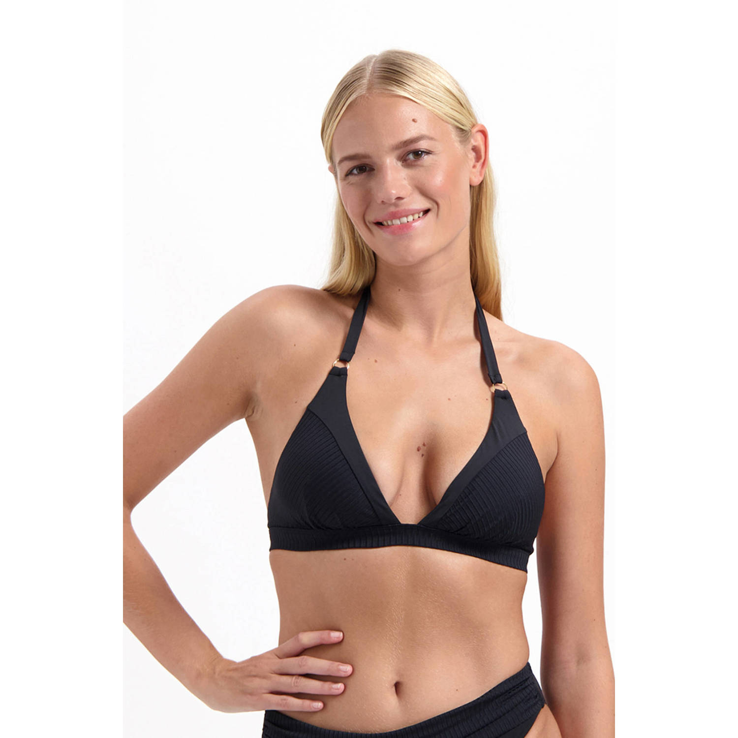 Cyell voorgevormde halter bikinitop zwart