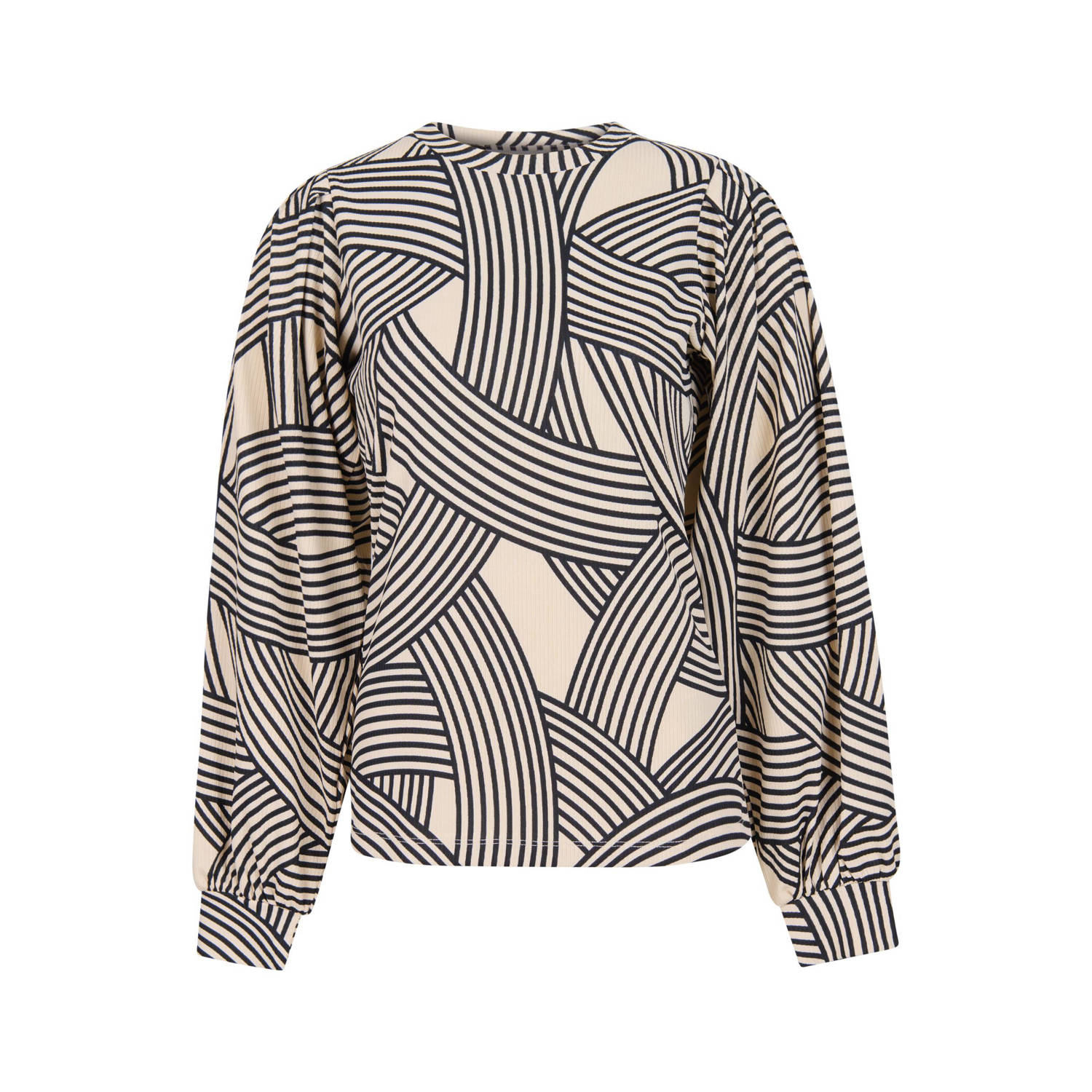 Shoeby jersey top met grafische print ecru zwart