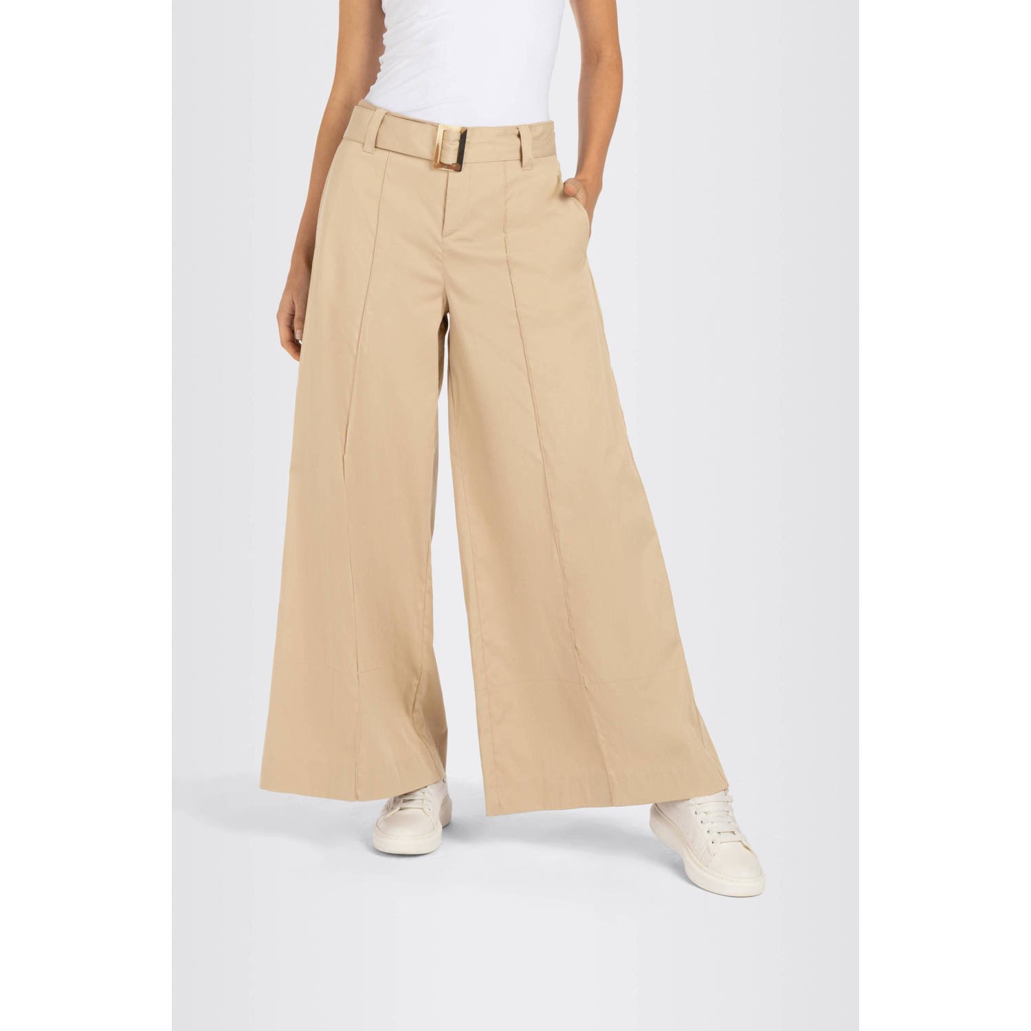 MAC Wide leg stoffen broek met vaste persplooien model 'CARLETTA'