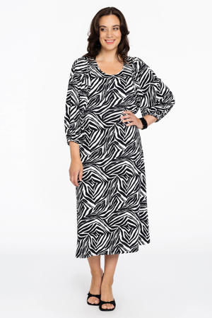 jurk met zebraprint zwart/ wit