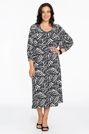 jurk met zebraprint zwart/ wit