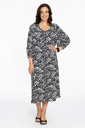 jurk met zebraprint zwart/ wit
