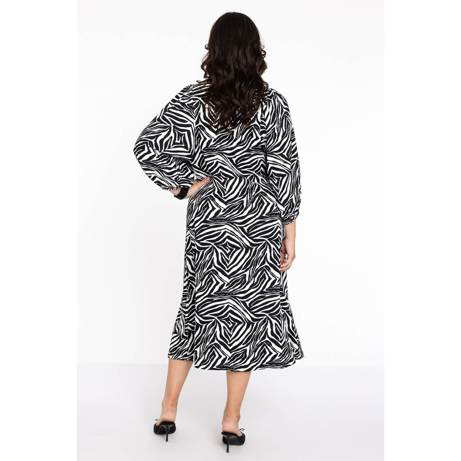 YOEK jurk met zebraprint zwart wit