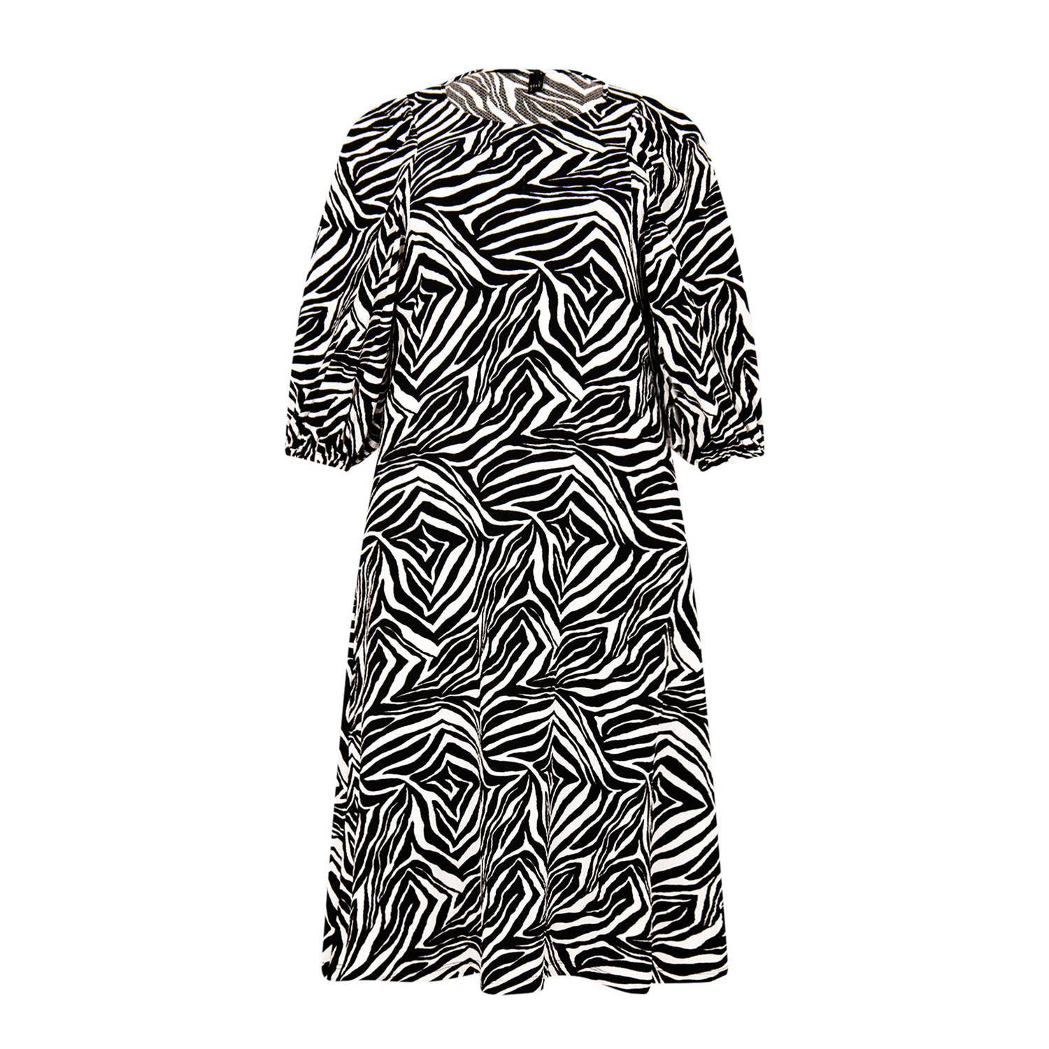 Yoek jurk met zebraprint zwart wit