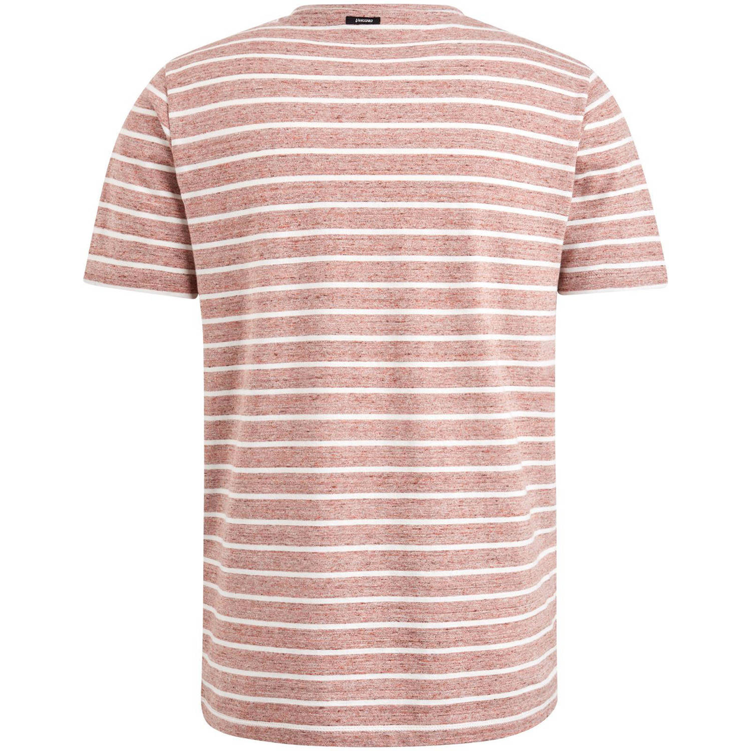 Vanguard gestreept regular fit T-shirt bruin roze