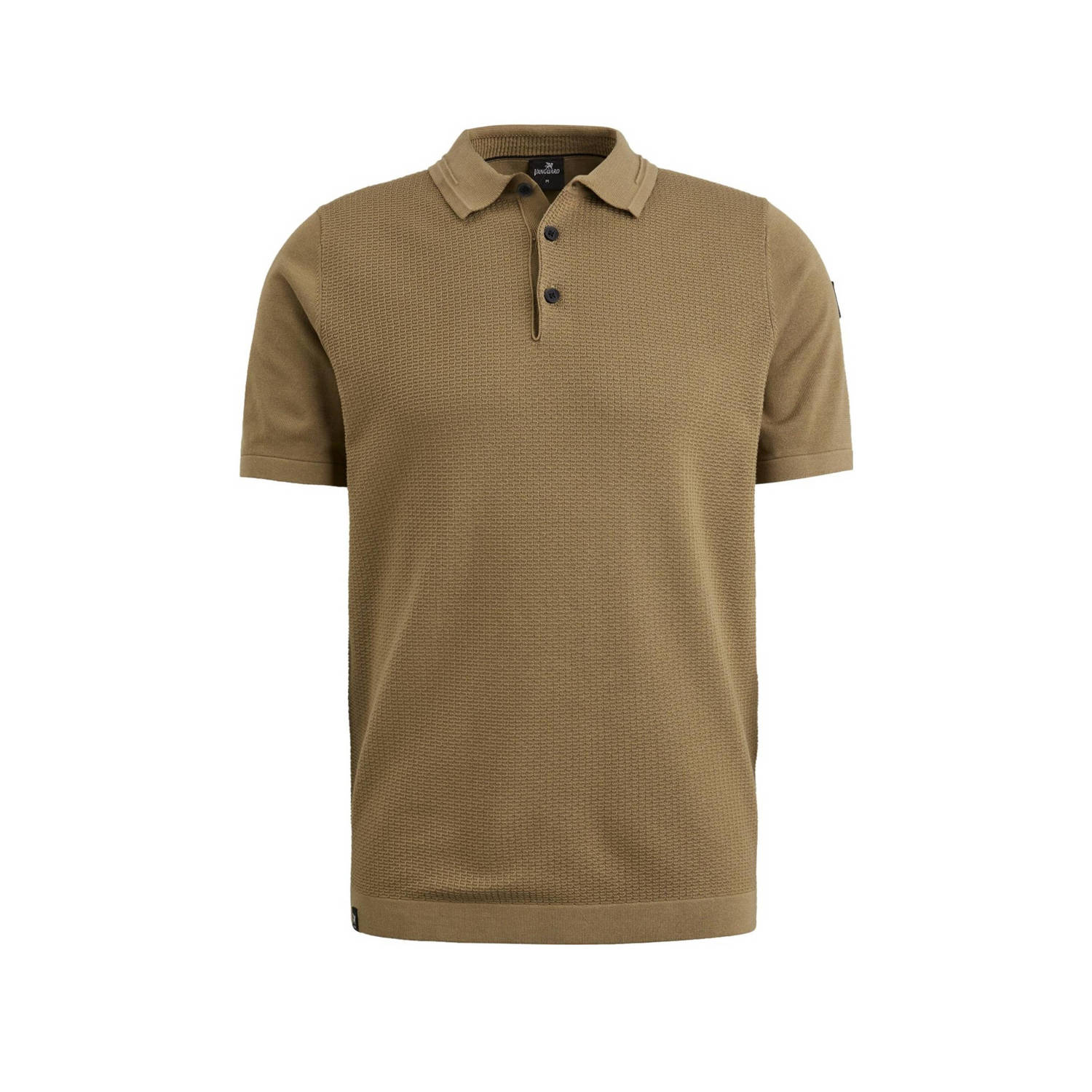 Vanguard gebreide regular fit polo met ingebreid patroon bruin