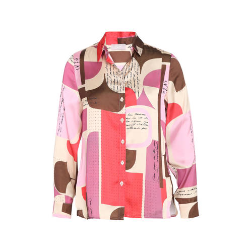 Cassis blouse met all over print roze/paars/rood