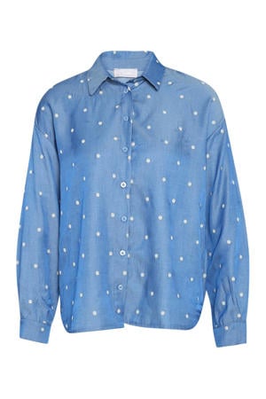blouse met stippen blauw