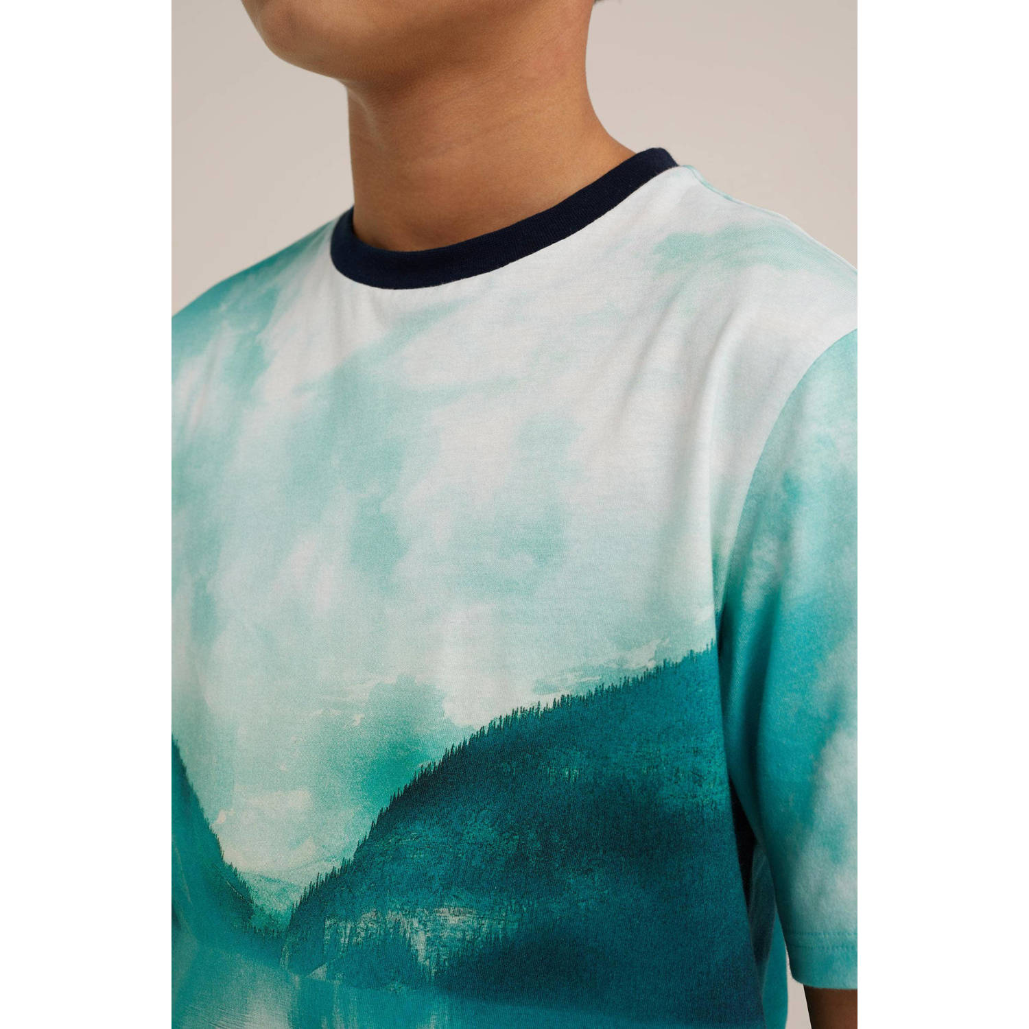 WE Fashion T-shirt met grafische print blauw rood zwart