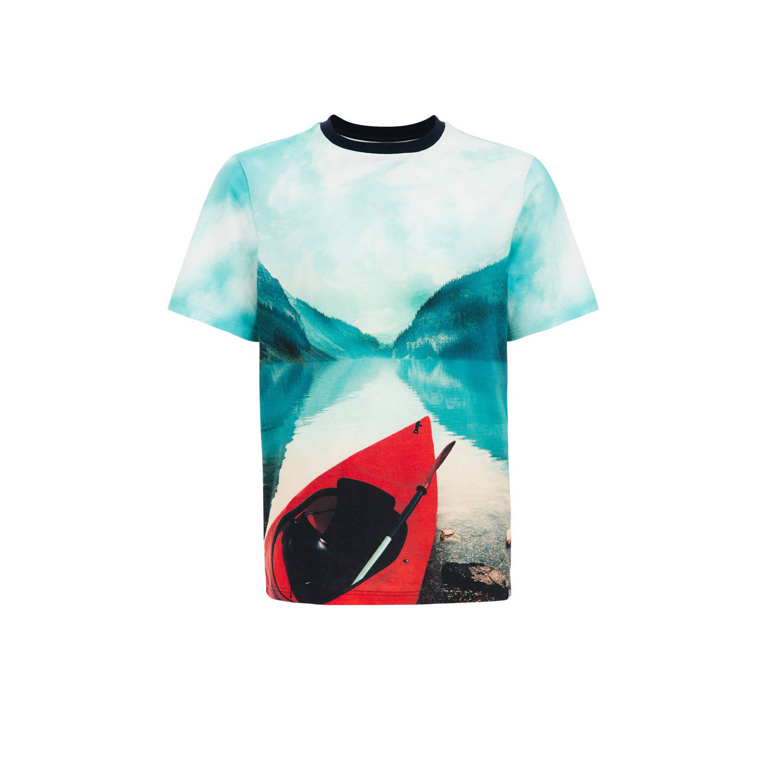 WE Fashion T-shirt met grafische print blauw rood zwart
