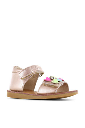   leren sandalen lichtroze metallic