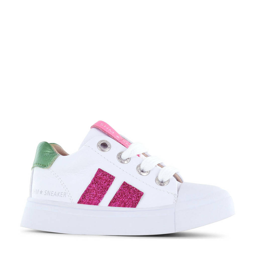 leren sneakers wit/roze