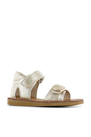leren sandalen goud metallic