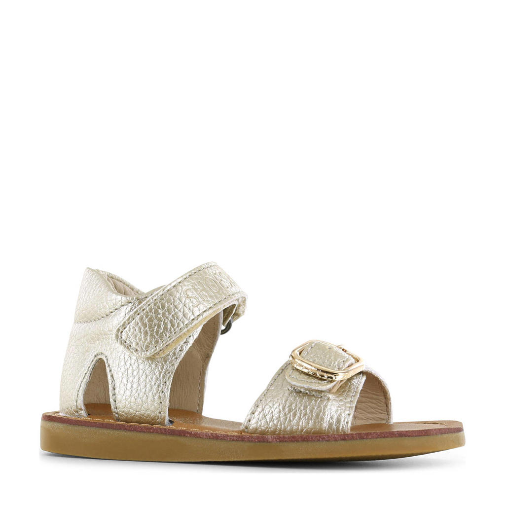 Goud en metallickleurige meisjes Shoesme leren sandalen met klittenband