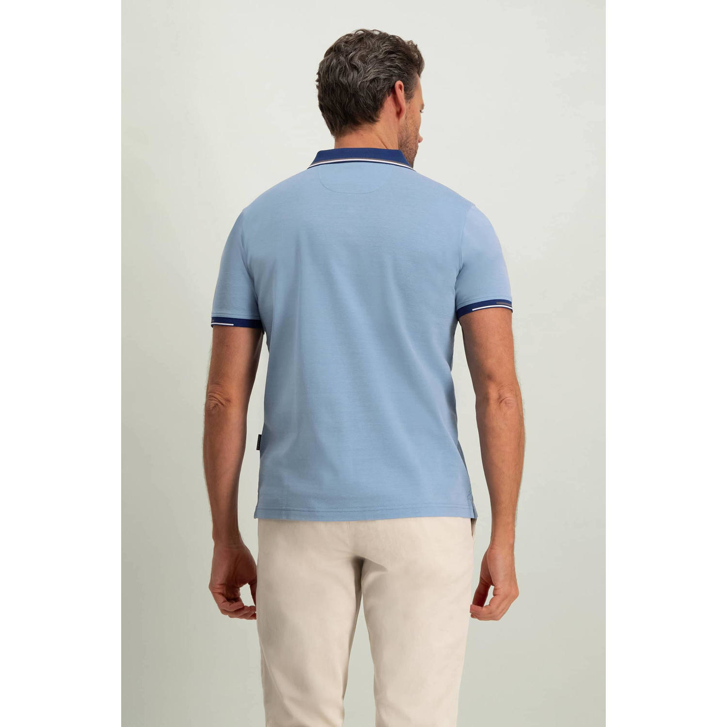 State of Art polo met logo grijsblauw