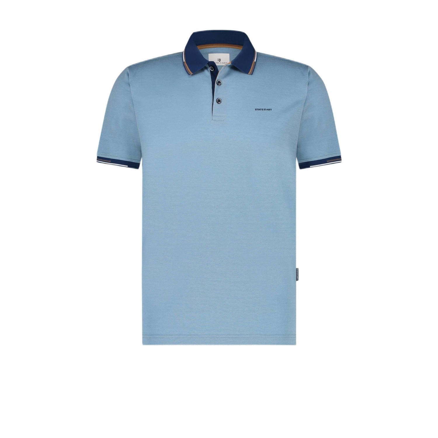 State of Art polo met logo grijsblauw