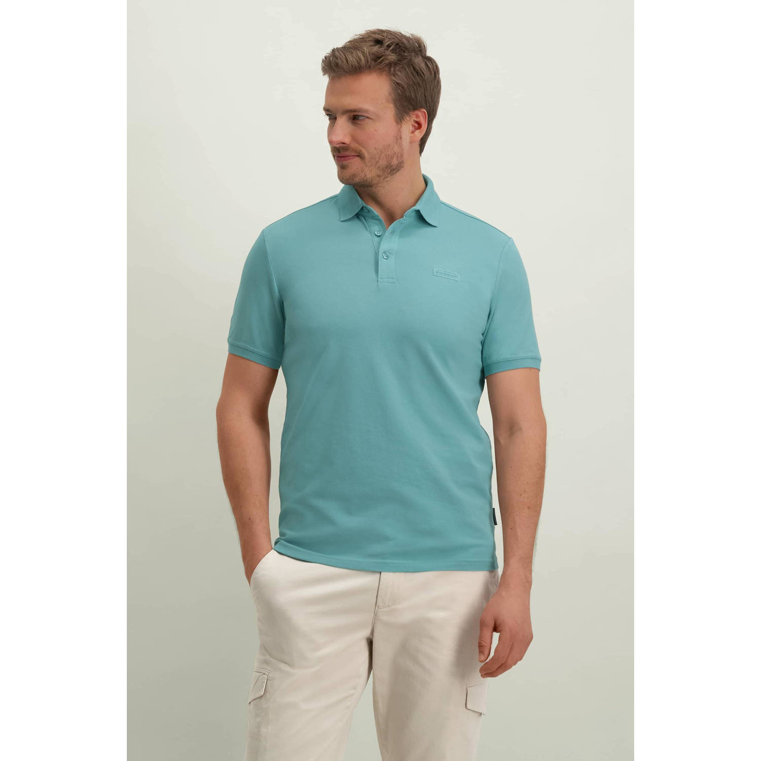 State of Art polo met logo azuurblauw