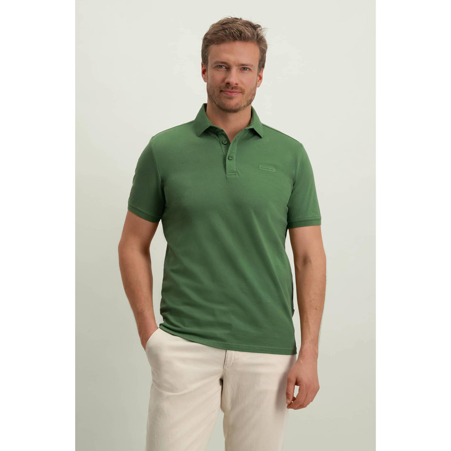 State of Art regular fit polo met logo 3600 bladgroenuni