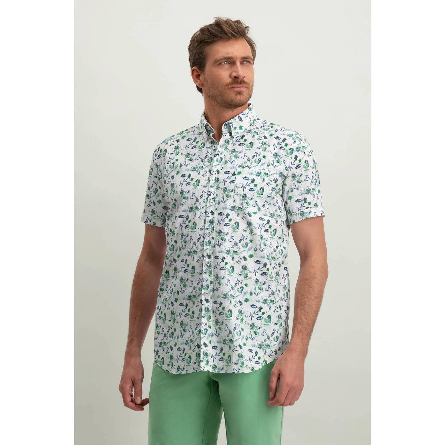 State of Art regular fit overhemd met all over print groen
