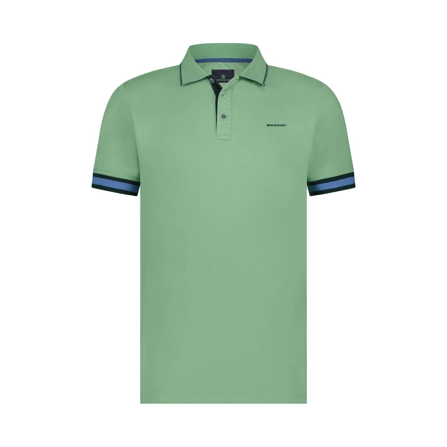State of Art slim fit polo met logo lichtgroen