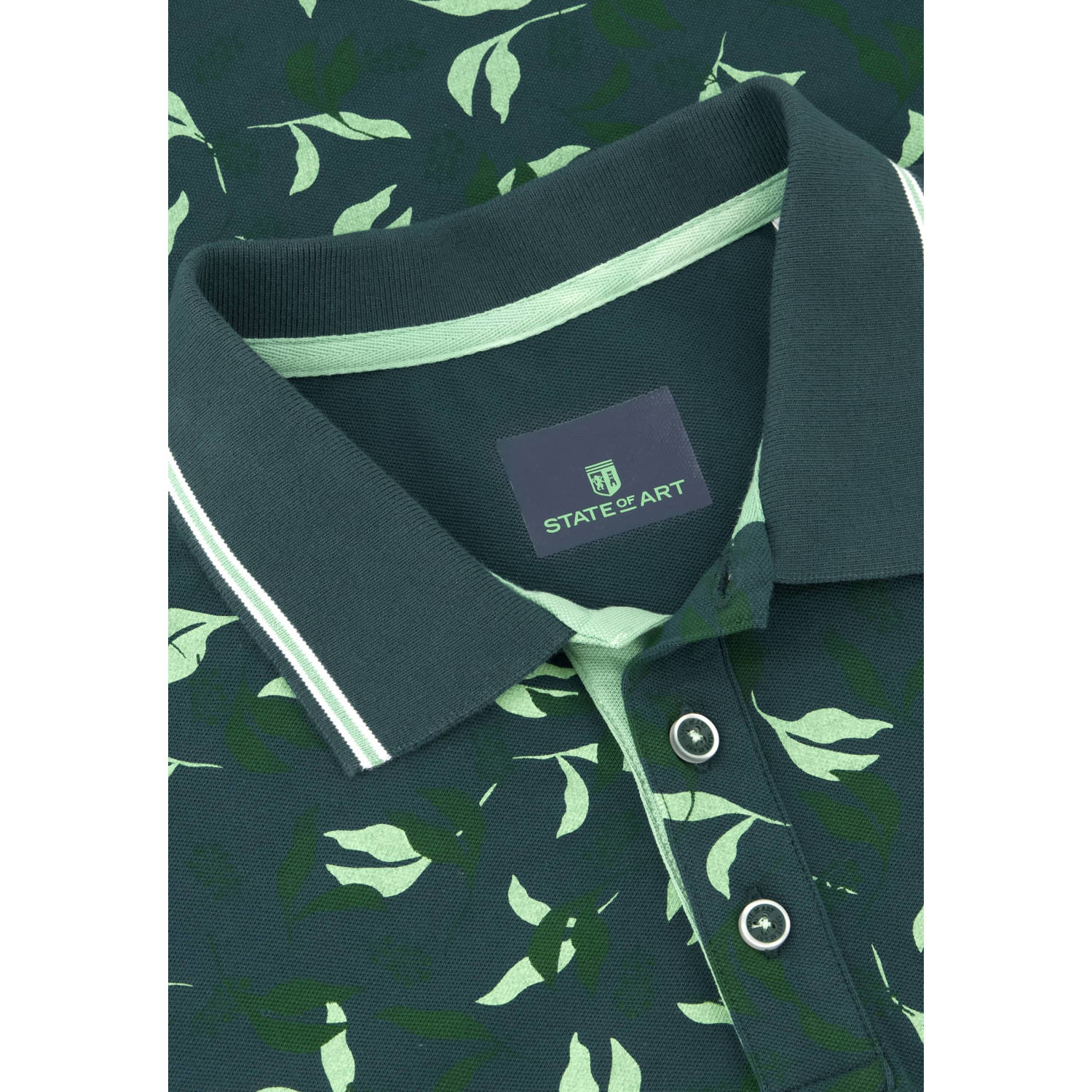 State of Art regular fit polo met all over print groen