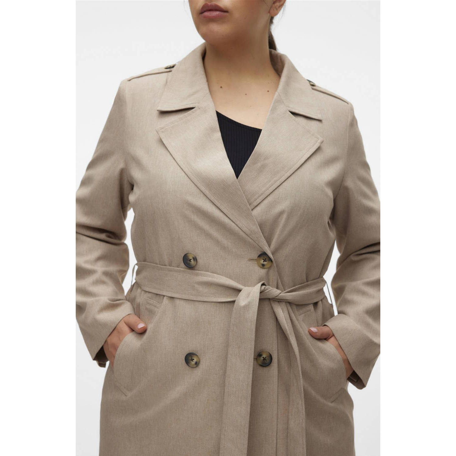 VERO MODA CURVE trenchcoat jas VMCSIRI beige