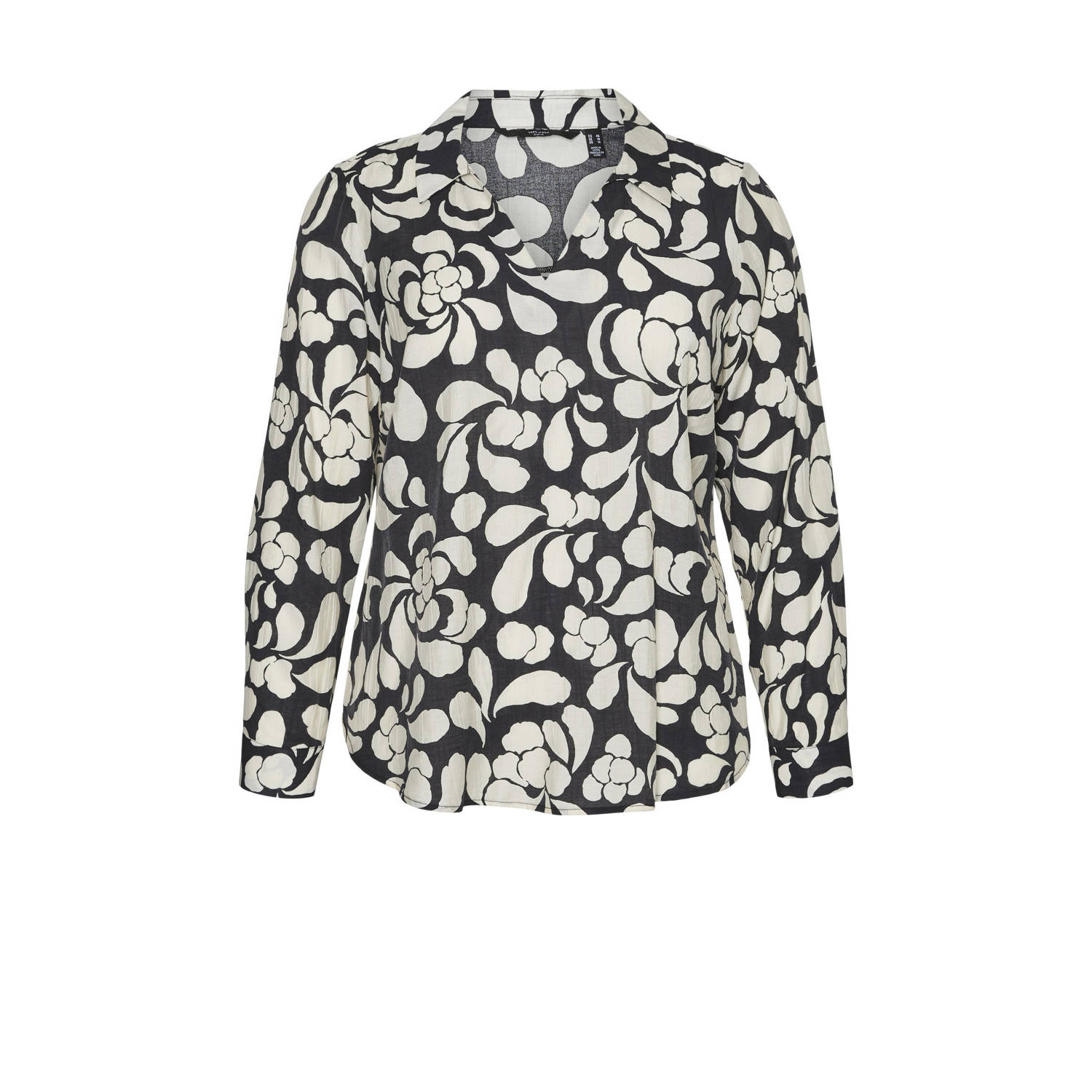 VERO MODA CURVE blousetop VMCGAJA met all over print zwart ecru