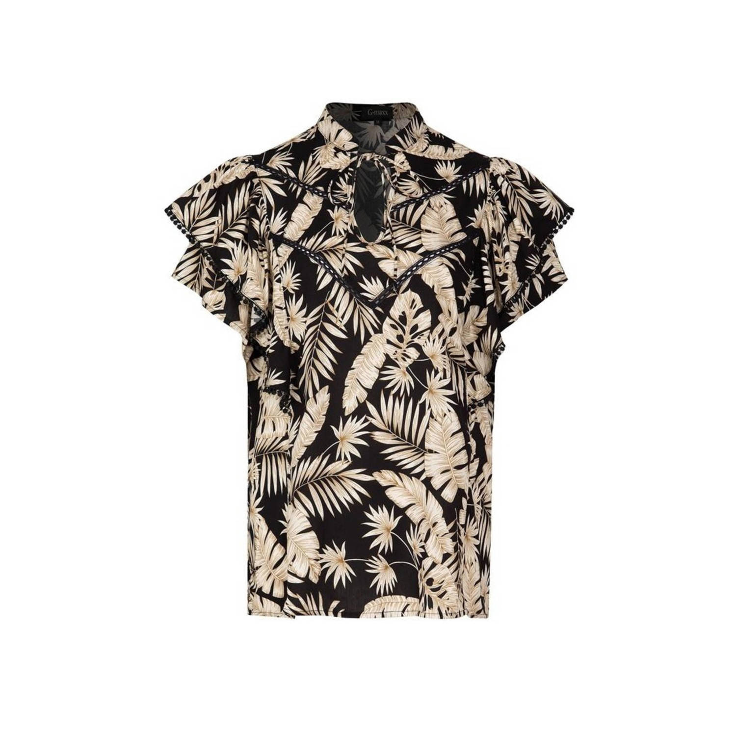 G-maxx top Ciska met all over print zwart sahara-001501