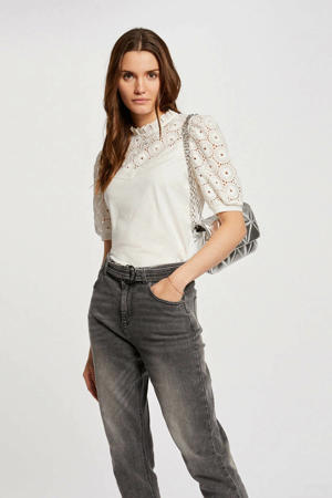 blousetop met broderie ecru