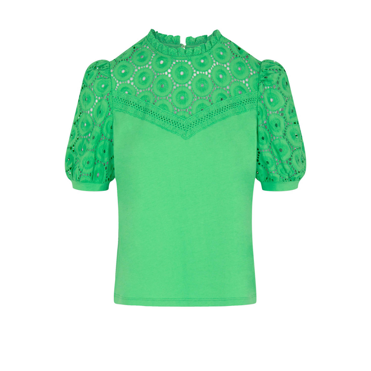 Morgan blousetop met broderie groen