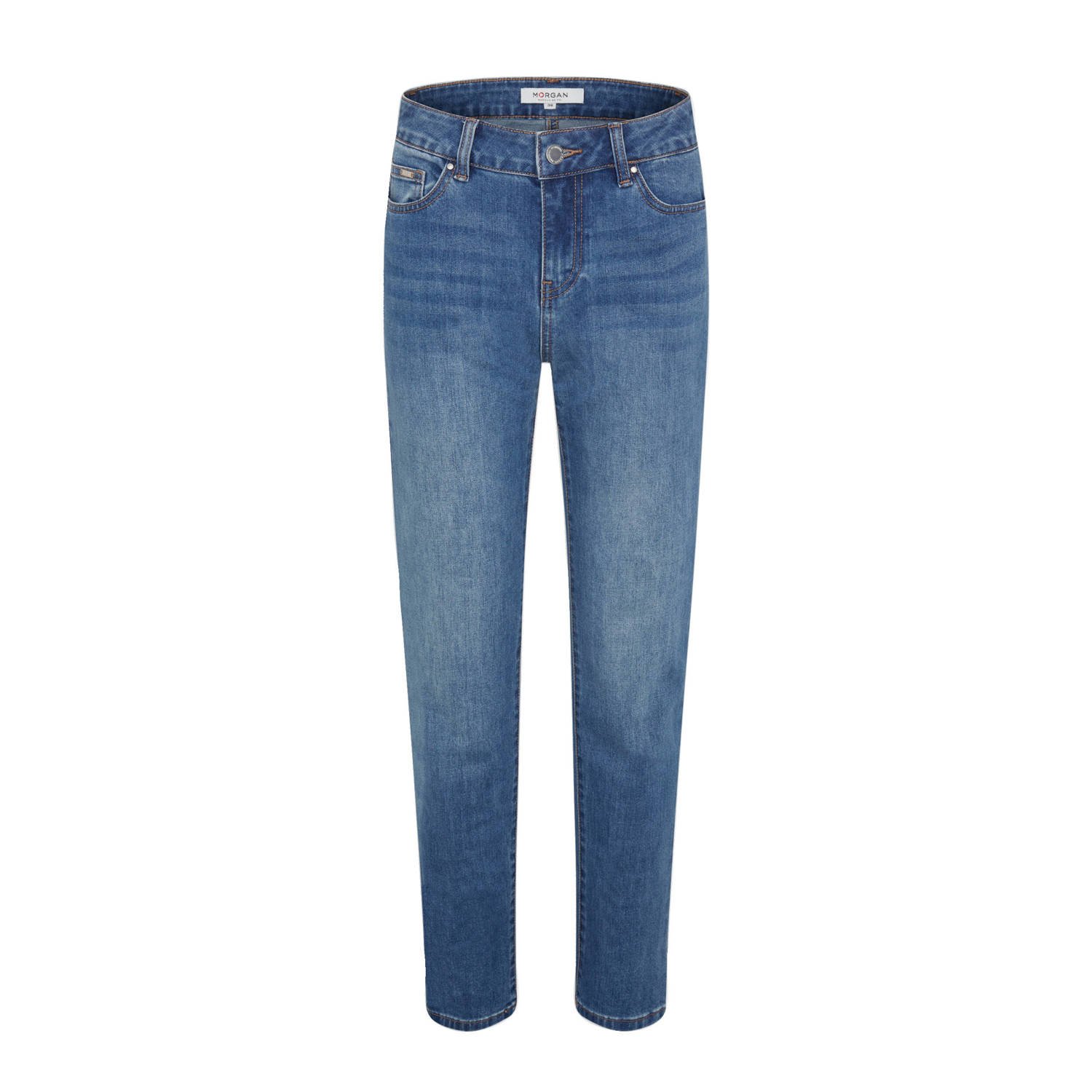 Morgan cropped high waist straight jeans blue