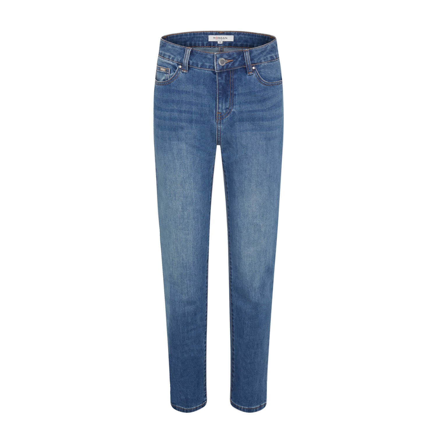 Morgan cropped high waist straight jeans blue