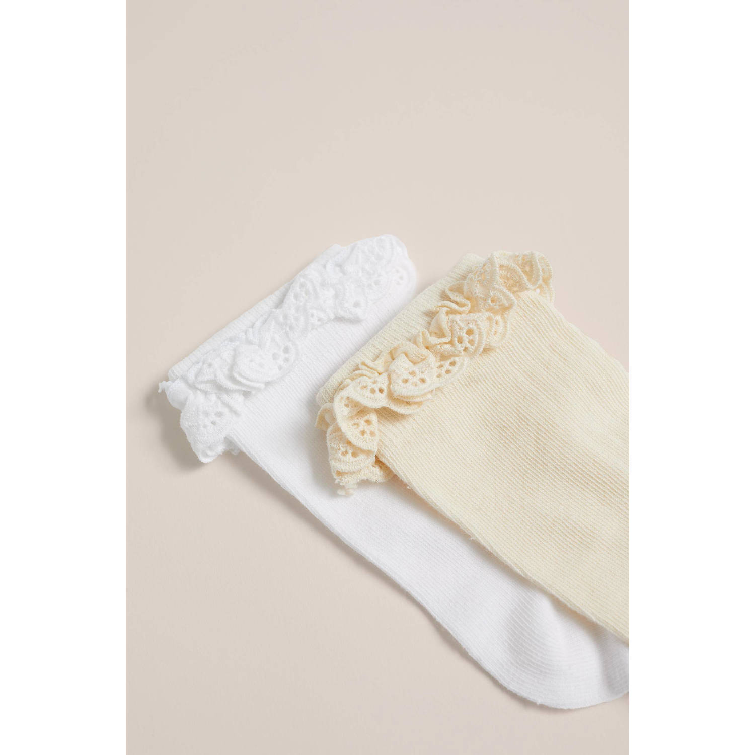WE Fashion sokken set van 2 wit geel