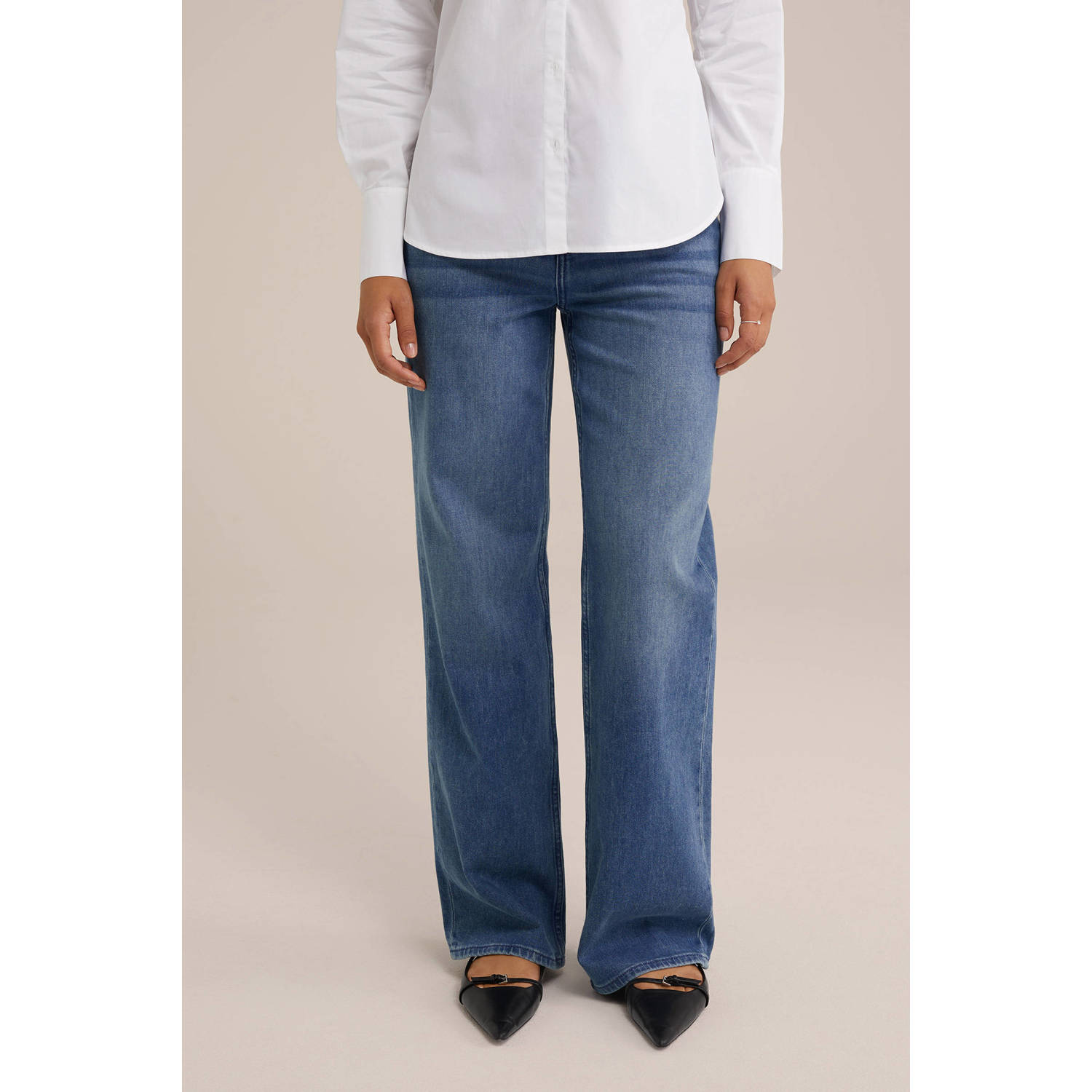 WE Fashion Blue Ridge high waist straight leg jeans dark blue denim