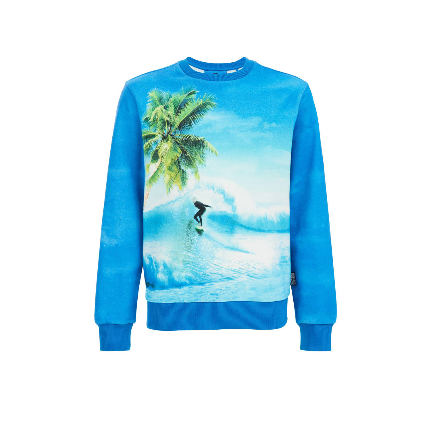 WE Fashion sweater met printopdruk blauw Printopdruk 110 116