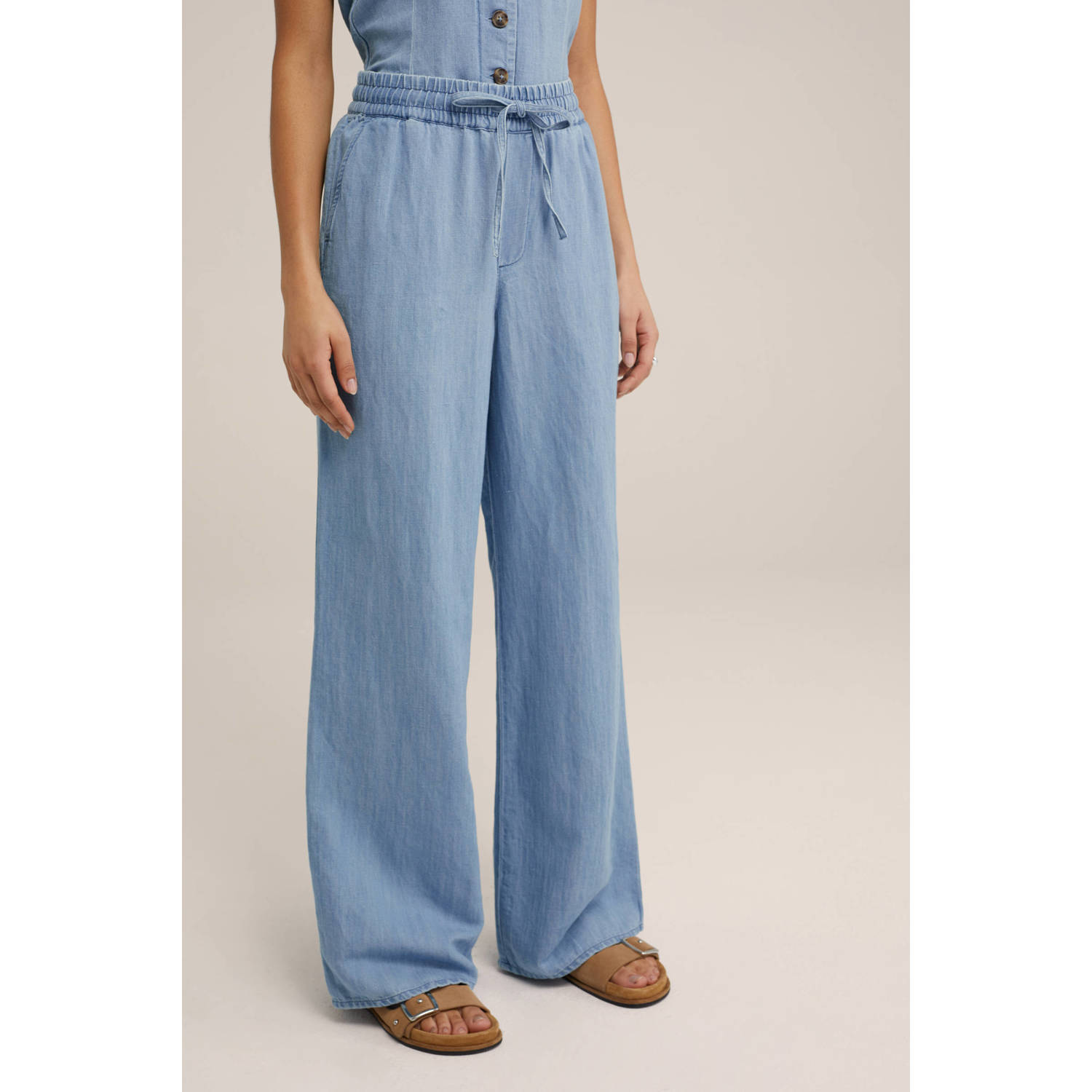 WE Fashion Blue Ridge loose fit broek light blue denim