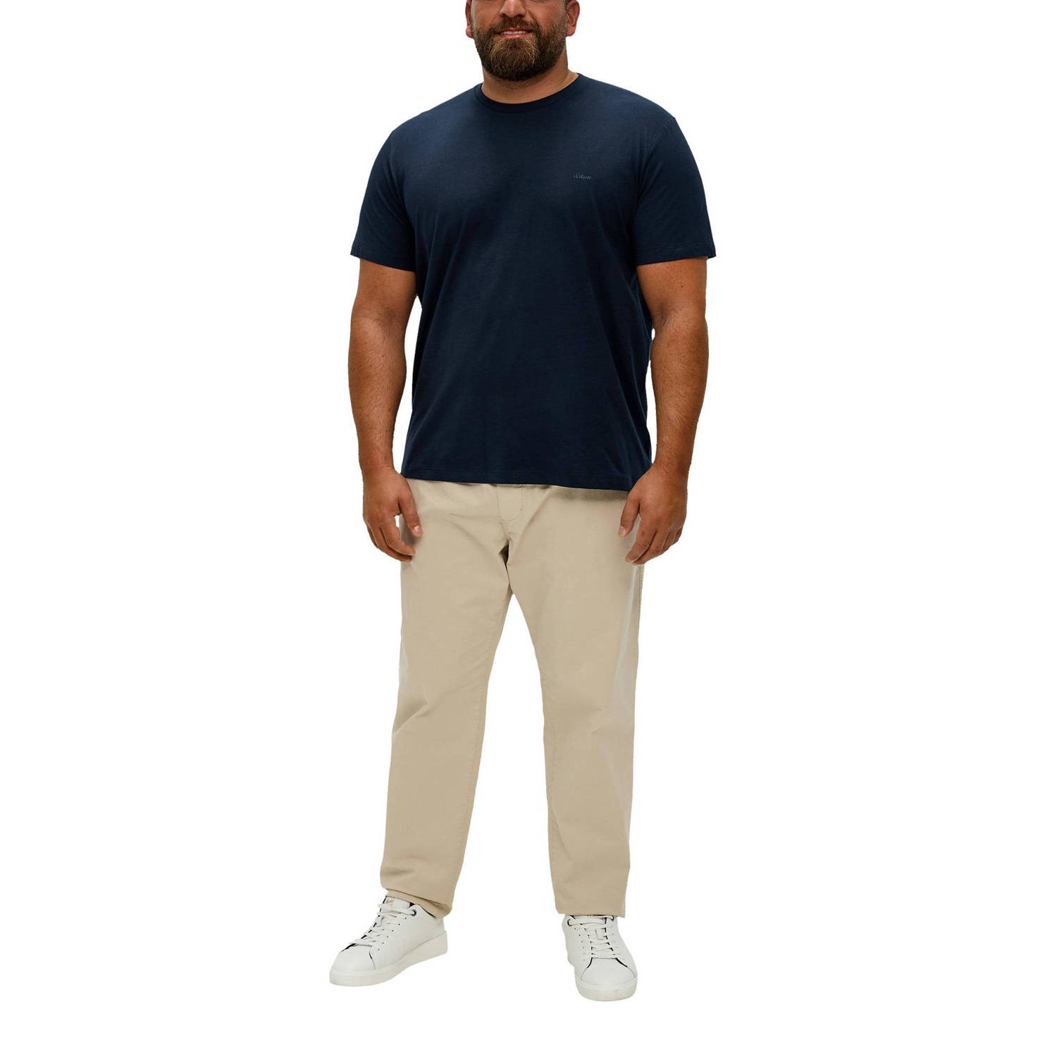 s.Oliver Big Size regular fit T-shirt Plus Size met logo zwart blauw