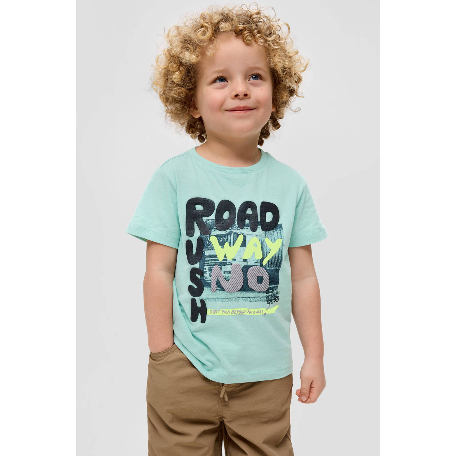 s.Oliver T-shirt met printopdruk turquoise