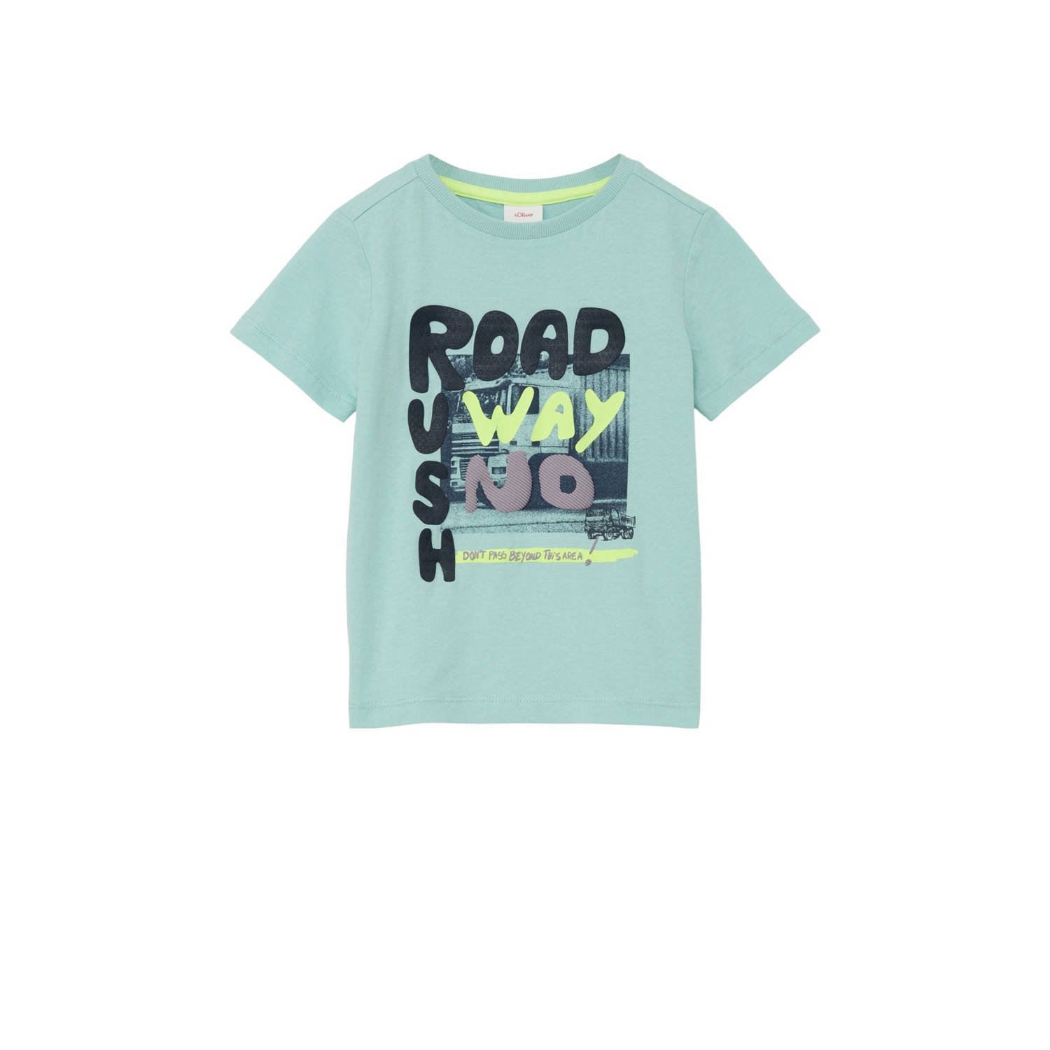 s.Oliver T-shirt met printopdruk turquoise