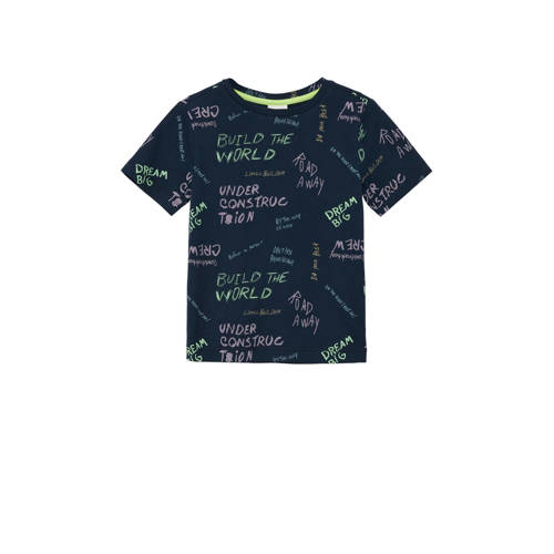 s.Oliver T-shirt met all over print donkerblauw