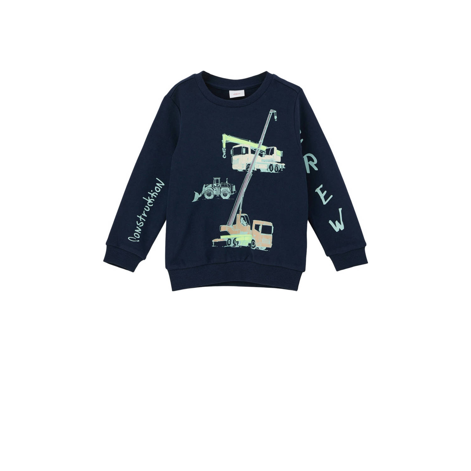 S.Oliver sweater met printopdruk donkerblauw Printopdruk 104 110