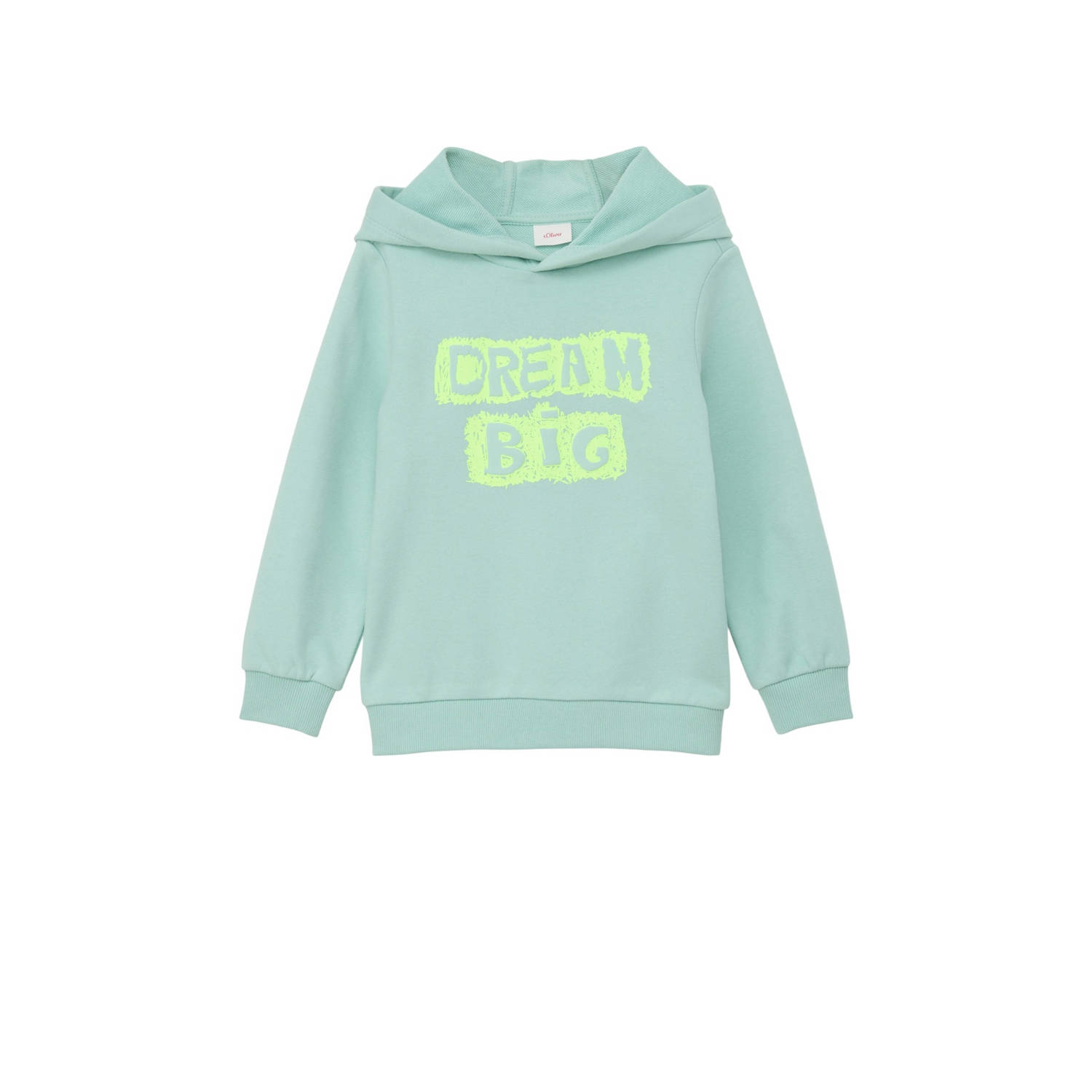 S.Oliver hoodie met tekst turquoise Sweater Blauw Tekst 104 110