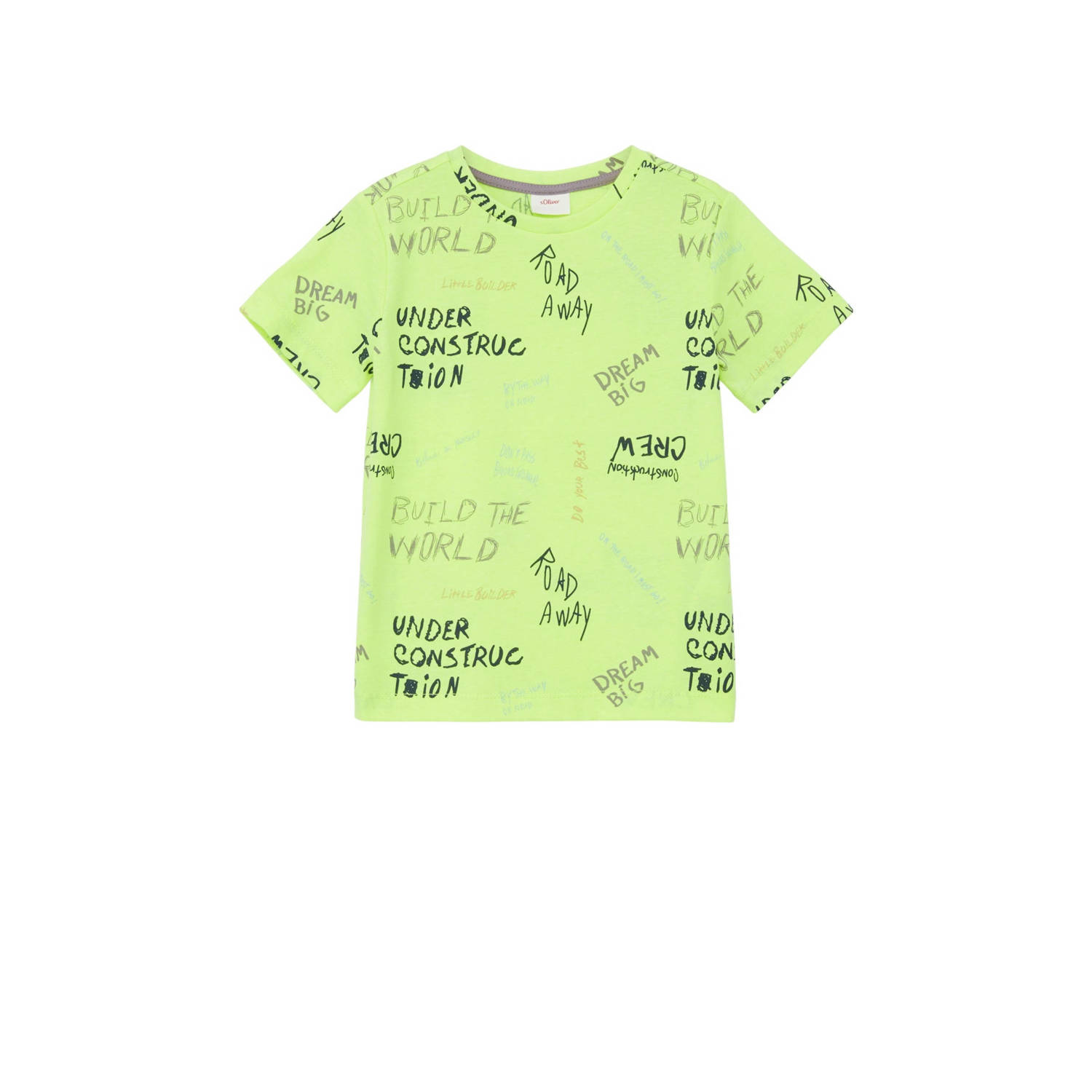 S.Oliver T-shirt met all over print limegroen Jongens Polyester Ronde hals 104 110