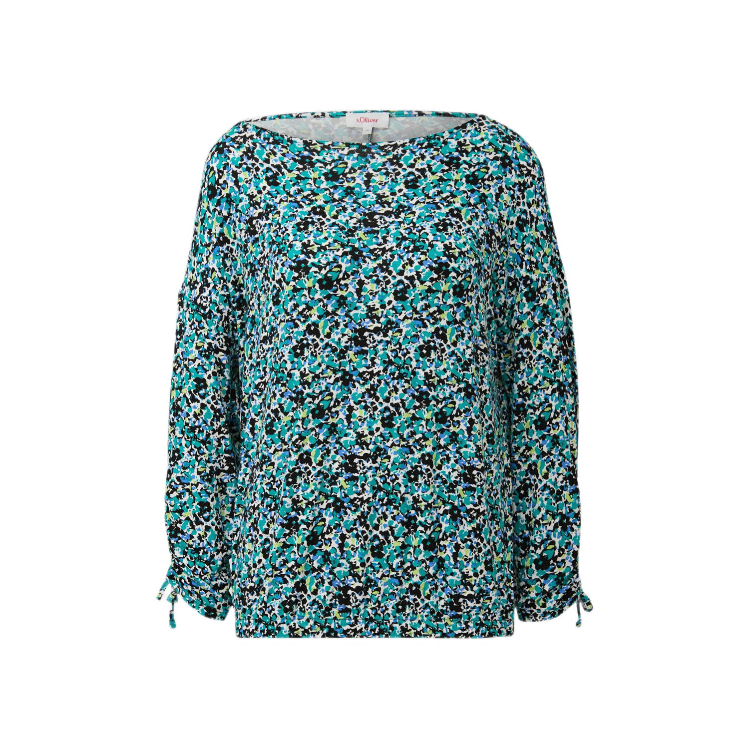 s.Oliver top met all over print groen blauw zwart